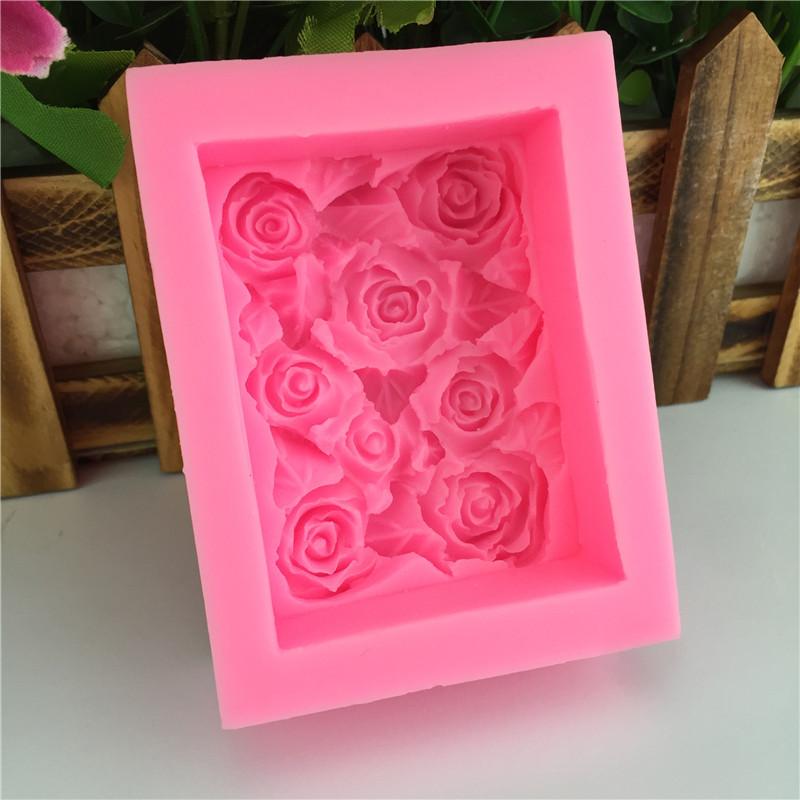 

1 шт., прямоугольные силиконовые формы с цветком розы, ручная работа, форма для торта из помадки, эпоксидная смола, сделай сам, форма для украшения ароматерапии