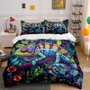 Colorful Chameleon On A Branch Print Bedding Set 1 Duvet Cover 2 Pillowcases For Adult And Children Luxury Gift Full Size