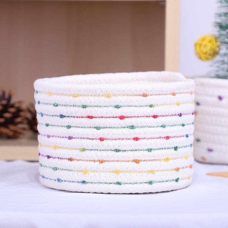 Small Cotton Rope Woven Storage Basket for Desk, Entryway, or Cosmetics