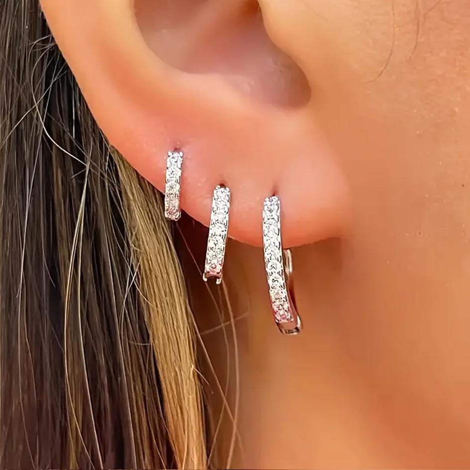 Round Diamond Earrings Ear Buckle Set Women's Simple Temperament Earrings Premium Ear Jewelry