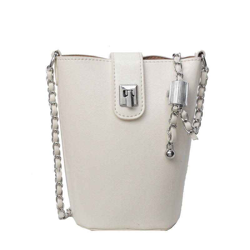 Trendy new niche design simple mobile phone bucket bag personalized fashion high sense chain messenger bag women