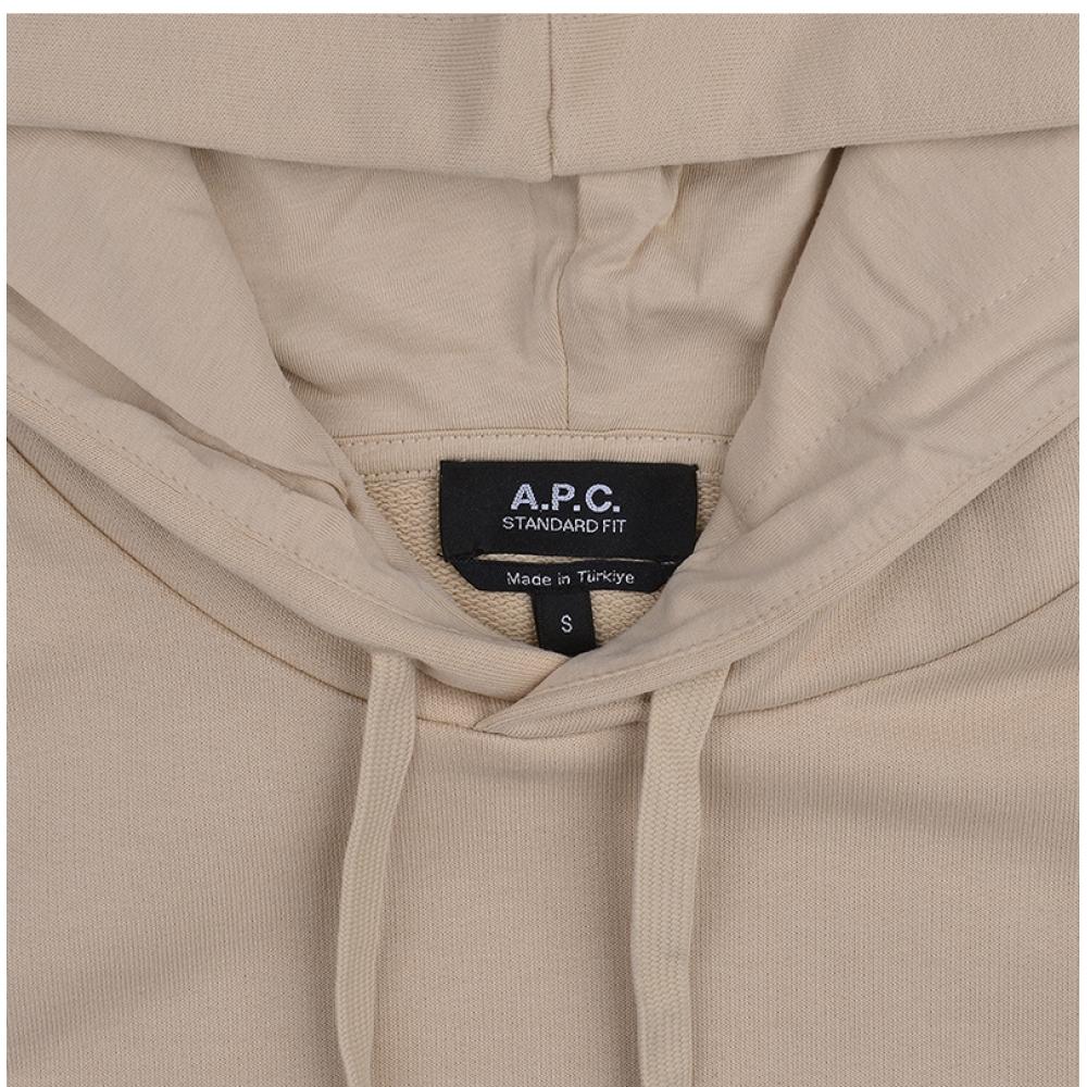 Apc Velvet Logo Standard Grand Unisex Hoodie M27908 Tbi Beige Dark Navy