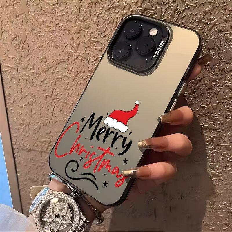 Tide brand Christmas hat is suitable for Apple 16 mobile phone case, colored silver iPhone13PRO Tide 15 anti-drop 14/xsmax