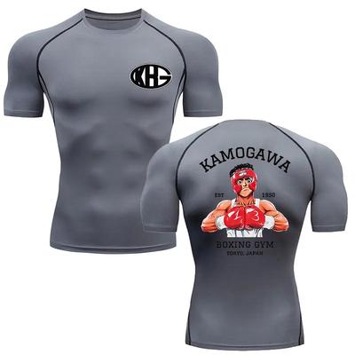 Pánské kompresní sportovní tričko s krátkým rukávem běžecké tričko posilovací oděv rychleschnoucí přiléhavý top anime Hajime no IPPO