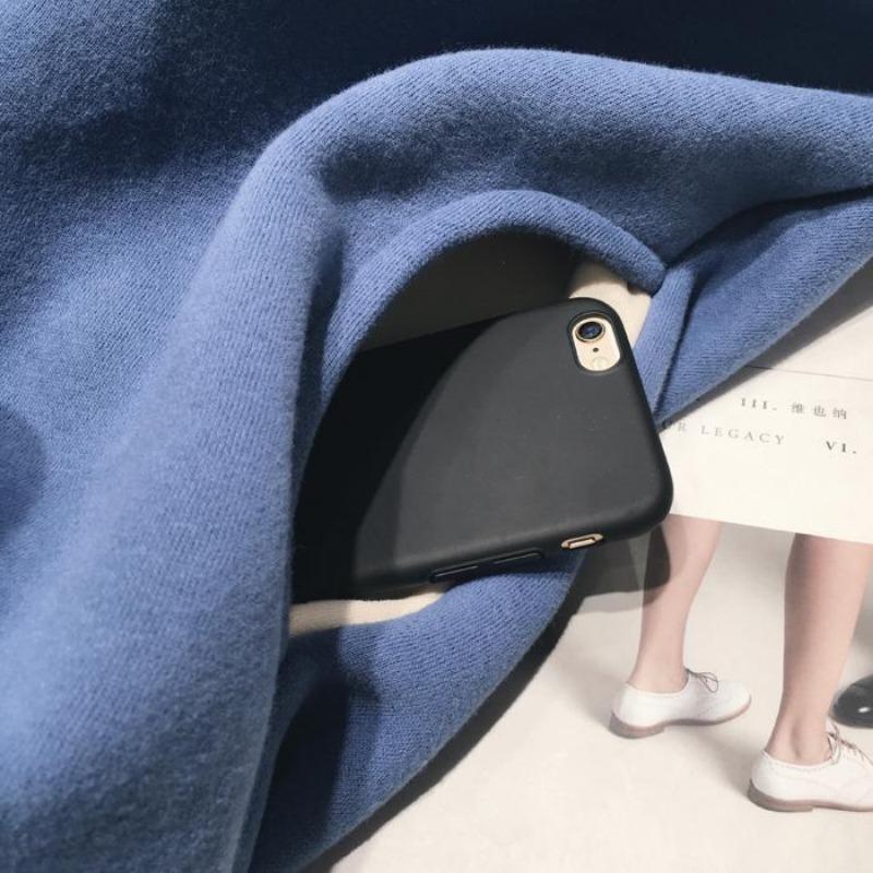 Fashion Korean Loose Mid-length Long Sleeve Retro Solid Color Casual Hooded Plush Thick Sweatshirt