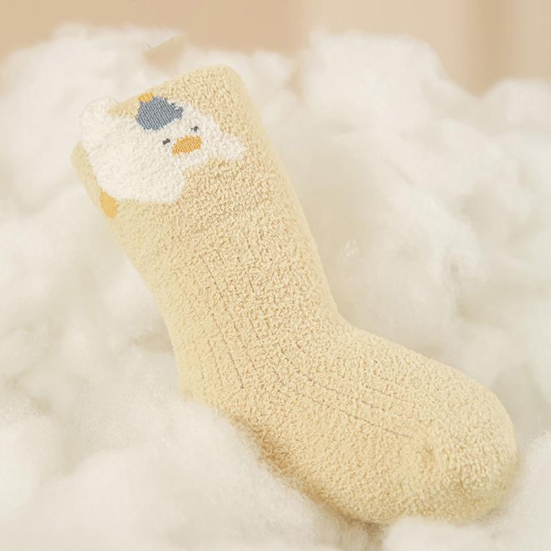3 Pairs Winter Baby Socks Warm Thick Newborn Socks Cute Cartoon Loose Cuff Mid Tube Children Socks for Girls and Boys
