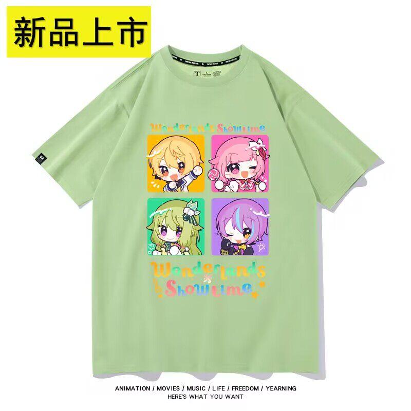 World Plan Colorful Stage Hatsune Miku Surrounding Tianma Si Pure Cotton Printed New Fashion Trend Unisexs and Womens Tshirt