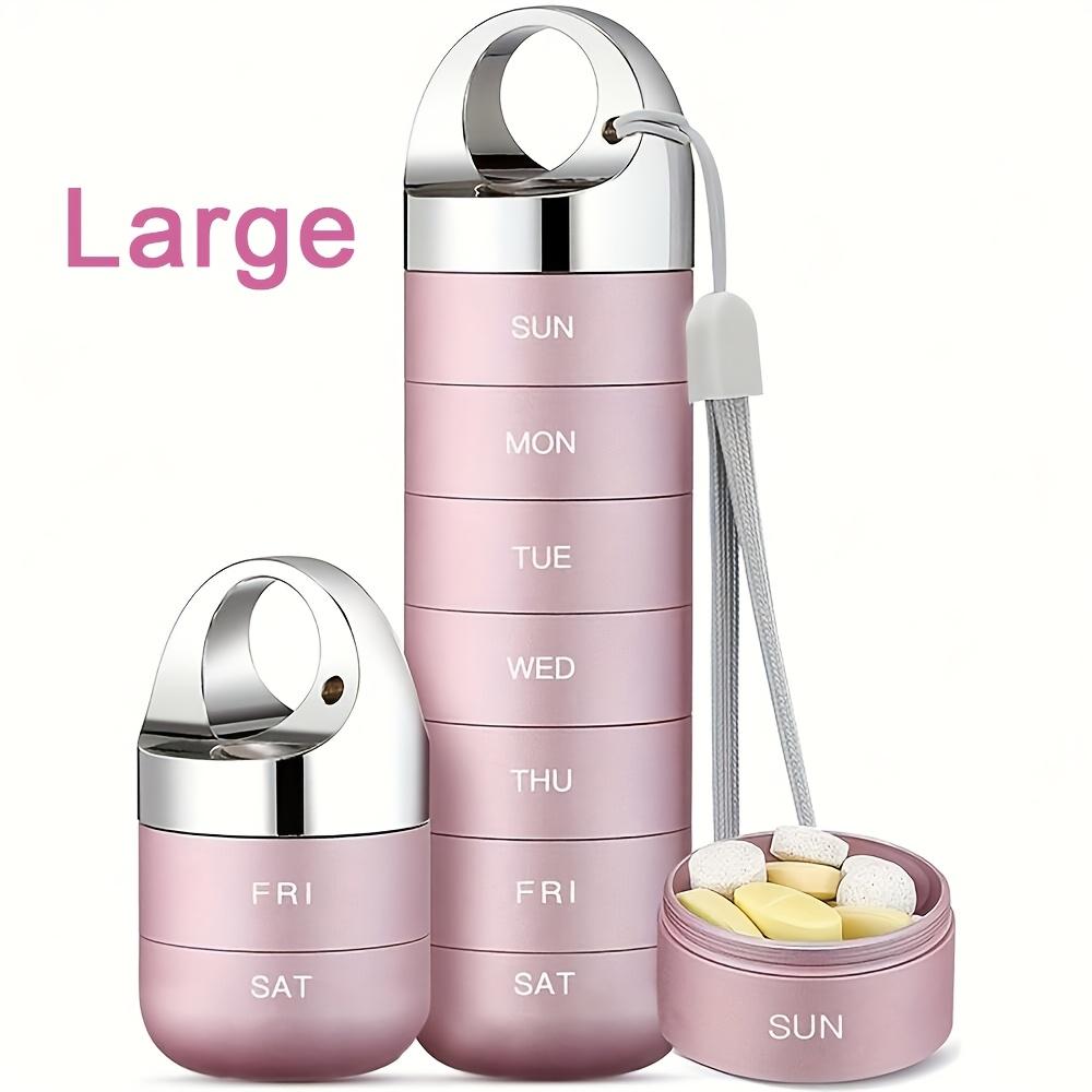 

Metal Travel Pill Organizer, Portable Waterproof Weekly Pill Box, Large Aluminum Alloy Pill Case Container розовый