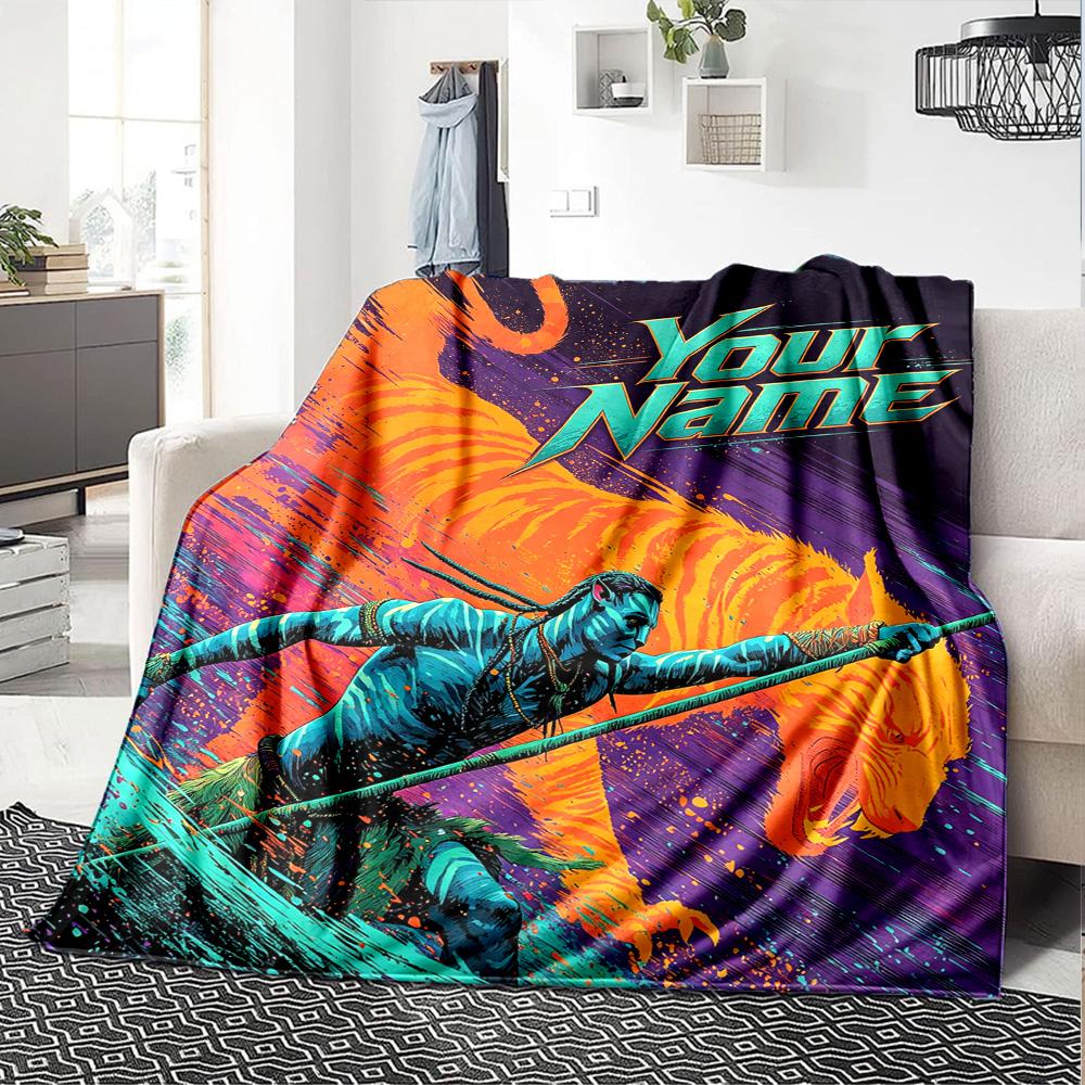 Name Custom Avatar Print Flannel Blanket High Quality Warm Comfortable Cover for All Seasons Perfect for Gifts Home Decor