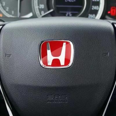 For Civic Accord City CRV Jade Fit Odyssey Hybrid Red Black Blue Interior  Car Steering Wheel Emblem H-Sticker
