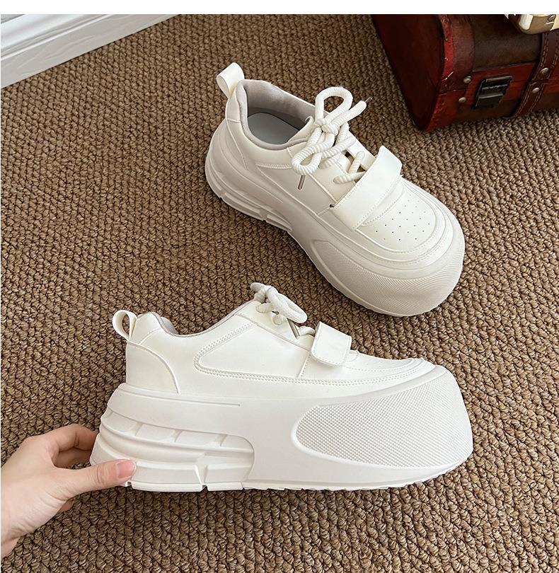 

sponge cakes and retro versatile height-increasing platform white shoes for women s 2025 new spring popular lightweight sports shoes 35 бежевый