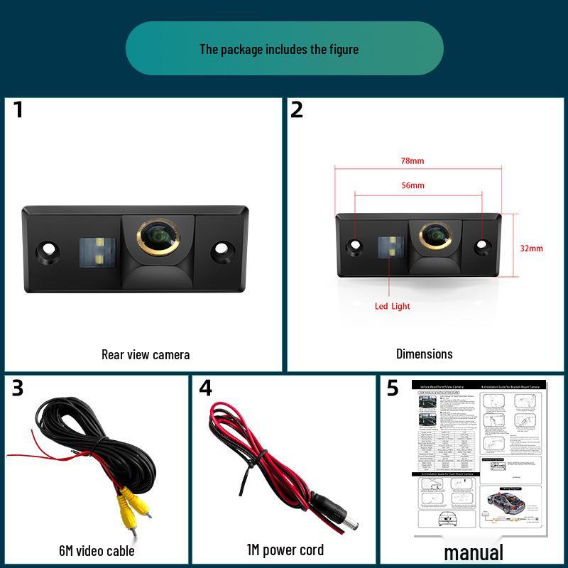 Compatible Rear View Camera for Volkswagen Touareg, Tiguan, Passat (B5), Polo, and Integrated Sedans
