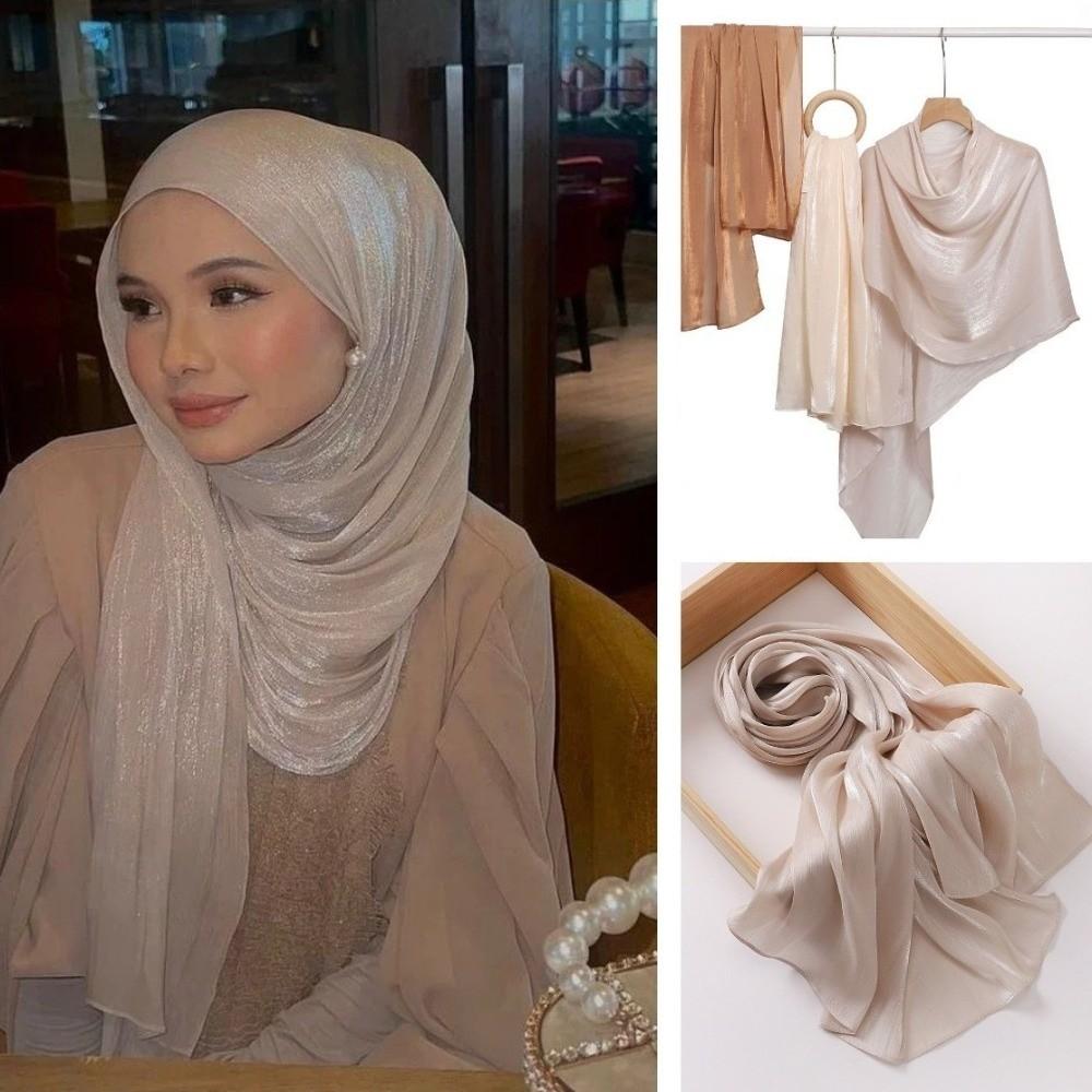 Silk Headscarf Long Wraps Shawl Luxury Islamic Turban  Party