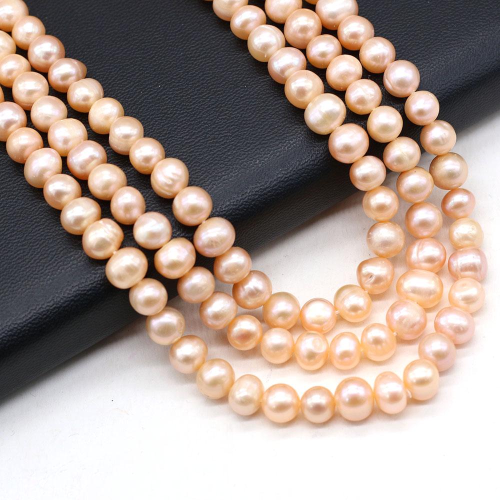 1String, Subcircle Natural Freshwater Pearls, 8-9mm Pink Pearl Beads for Jewelry Making DIY Crafts, Birthday Wedding Gifts, 36cm