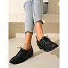 Fall 2025 New Thick-heeled Low-top Single Shoes Women's Plus-size Lace-up Retro Leather Shoes
