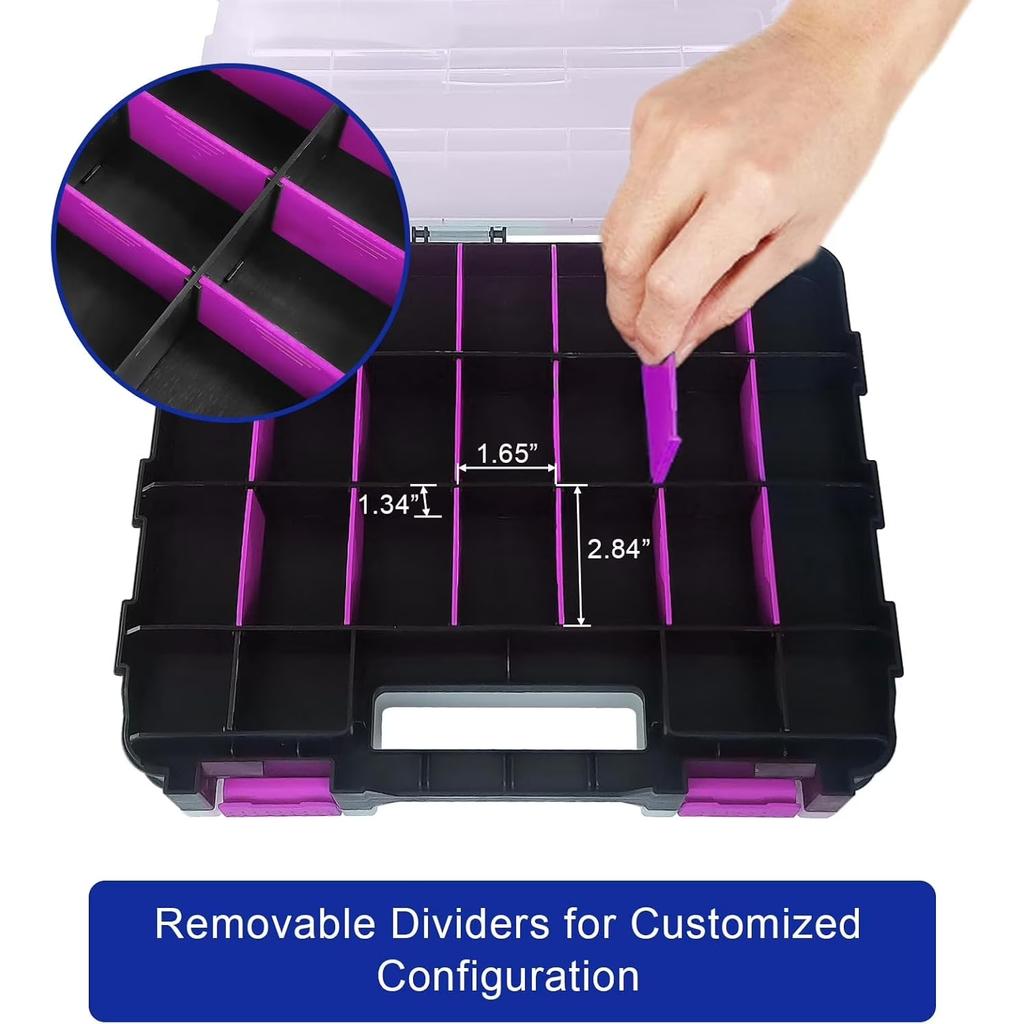 Tools Organizer Box Small Parts Storage Box 50-Compartment Double Side Hardware Organizers with Removable Plastic Dividers
