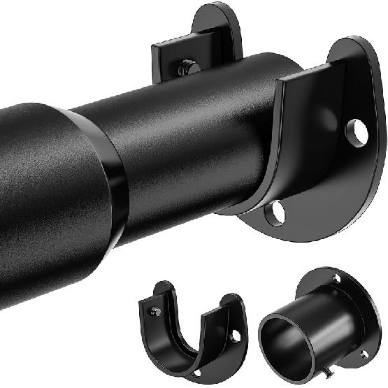 Mavivegue Closet Rod, 17 to 84 Inch Adjustable Closet Rods for Hanging Clothes, Heavy Duty Tension Rod, Black Curtain Rod, for Closet, Wardrobes,