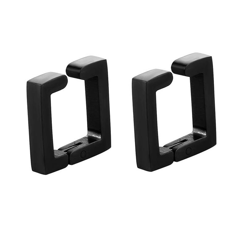 2pieces Punk Titanium Steel Ear Clip Earrings For Men Women Print Pattern Black No Pierced Fake Ear Circle New Pop Jewelry