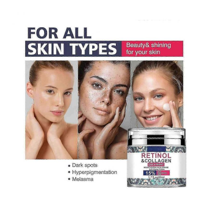Retinol Cream for Face with Hyaluronic Acid, Collagen Face Moisturizer for Lifting Skin, Day-Night Anti-Aging Cream for Wrinkles, Fine Lines and Dryne