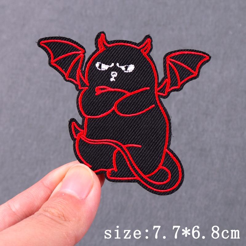 Punk Embroidered Patches For Clothing Demon Devil Patch Iron On Patches For Clothes Hip Hop Sewing/Fusible Patch Stickers Badges