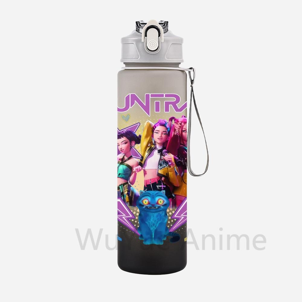 Anime K-Pop Demon Hunters Character Water Cup Large Capacity Outdoor Portable Rope Drinking Bottle Gift for Boys and Girls