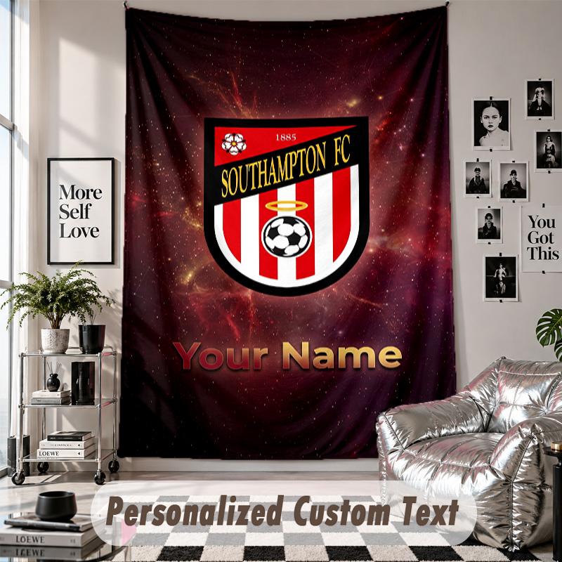 Tapisserie murale personnalisée avec nom et texte, Tapisserie décorative Southampton FC pour chambre à coucher