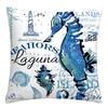 Blue Marine Organism Printed Pattern Polyester Cushion Cover for Home Living Room Sofa Decorative Pillowcase