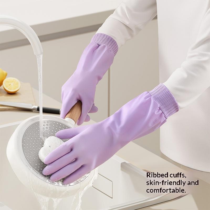 1 Paar Wasserdichte Spülhandschuhe Reißfest Warmes Fleece Reinigerhandschuhe Verdickte Gewindebündchen Manschette Wäschehandschuhe