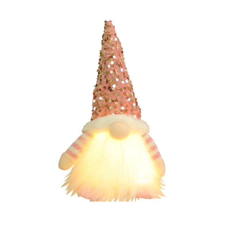 Glowing Gnome Christmas Xmas Light Up Doll Sequin Faceless Dwarf Led Decor