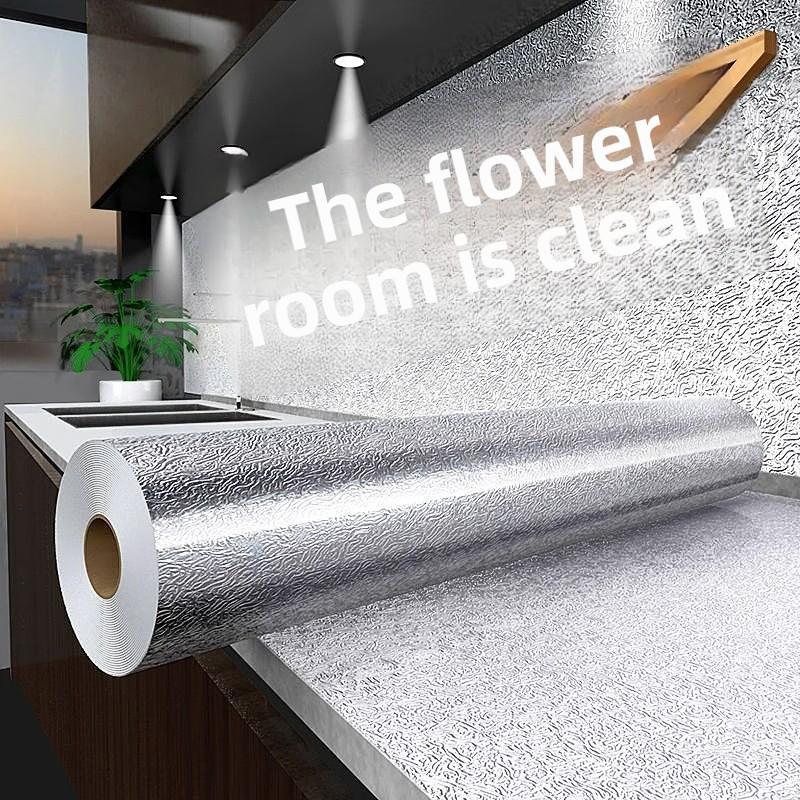 Fireproof High Temperature Resistant Cabinet Waterproof Moisture-proof Self-adhesive Wallpaper Tinfoil Aluminum Foil Ugly Artifact