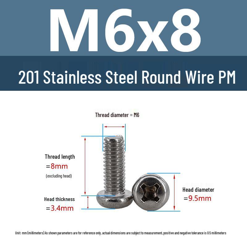 Yigu Yigu Stainless Steel Phillips Round Head Machine Screws M2-M8