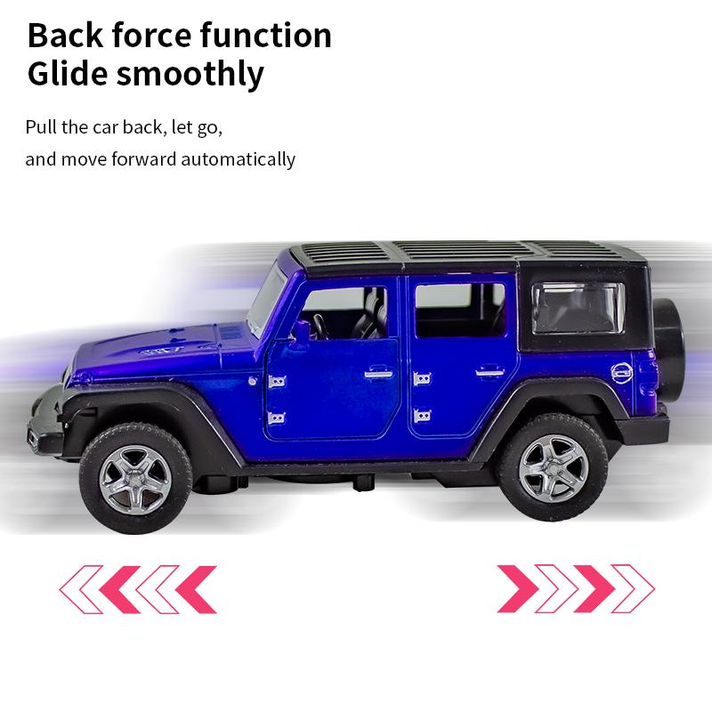 1/36 Scale Alloy JEEPS Wrangler Car Model Simulation Off-road Vehicle Pull Back Car Decoration Ornaments Collection Toys For Children