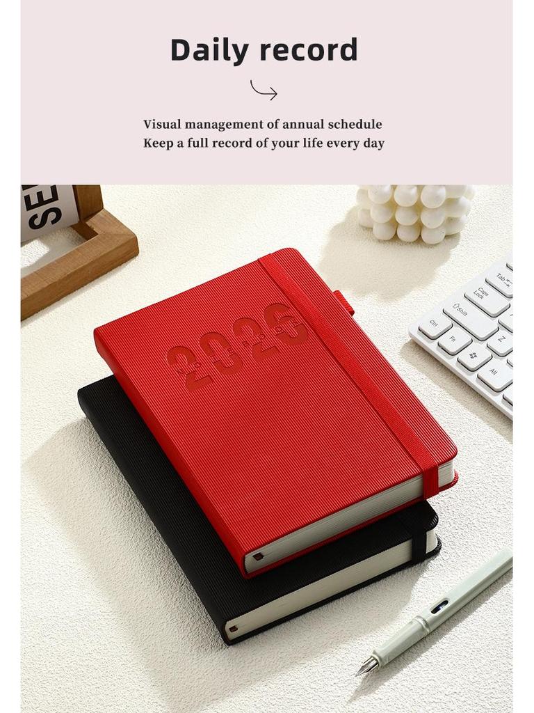2026 Cross-Border English Diary with Band: Annual Calendar, Weekly Planner, 365-Day Efficiency Notebook