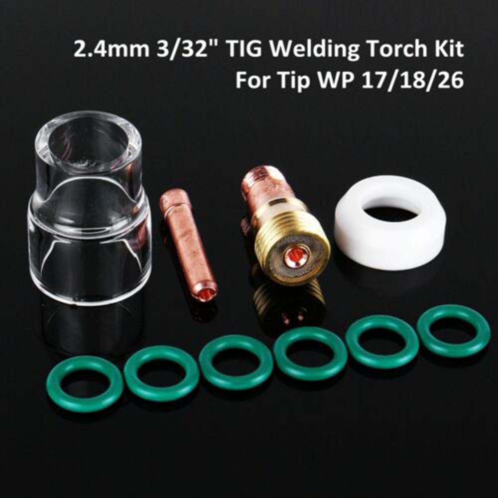 17Pcs TIG Welding Torch Stubby Gas Lens #10 Glass Nozzle Cup Kit For WP-17//18//26
