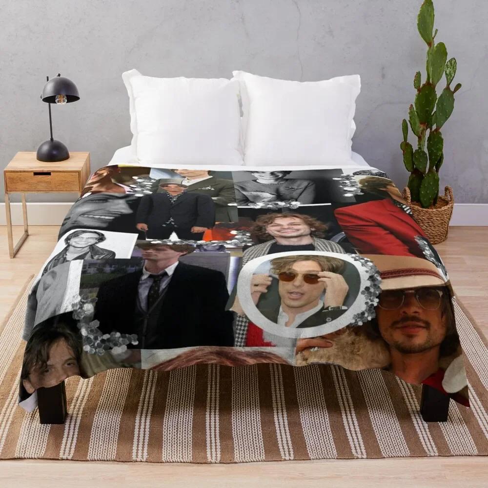 Shunika Chen Unisex Gray Matthew Gubler Collage Throw Blanket Flannels Plaid Picnic Blankets