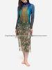 Set Costume da Bagno Pavone: Costumi Interi e Due Pezzi con Protezione Solare, Maniche Lunghe e Gonna in Rete