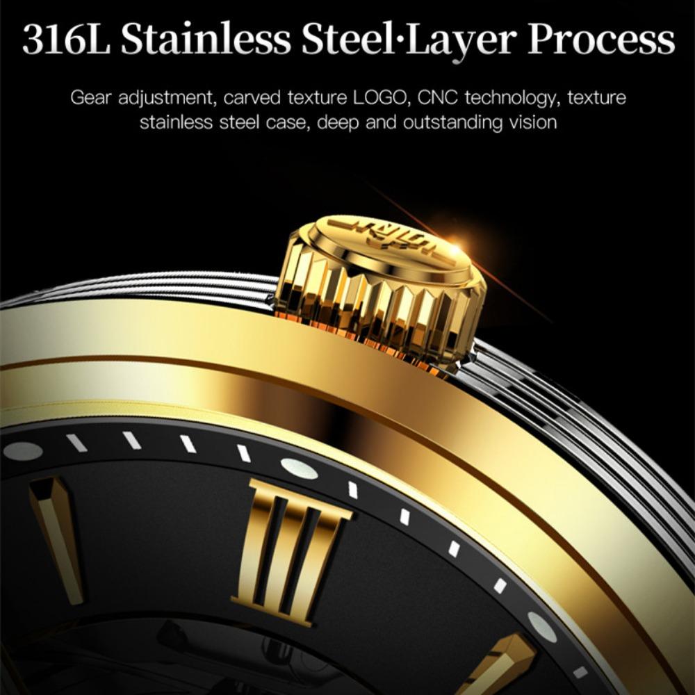 OUPINKE Montre Homme Mouvement Squelette Montre Mécanique Automatique Lumineuse Étanche Montre Homme