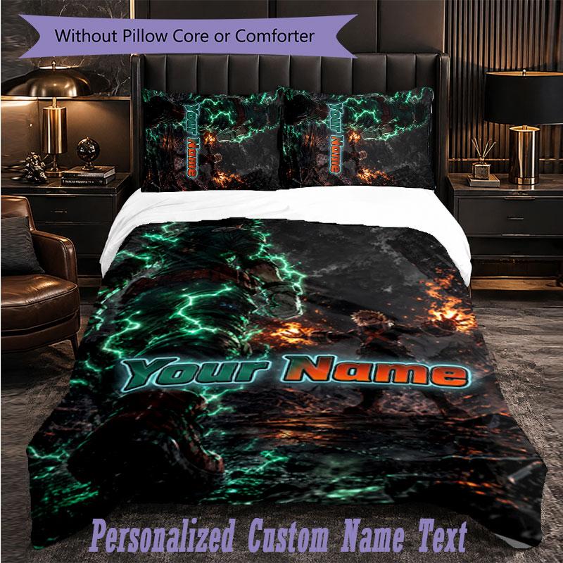 Personalized 3Pcs Bedding SetMy Hero Academia Custom Text Duvet Cover Pillowcase Set Bedroom Gift