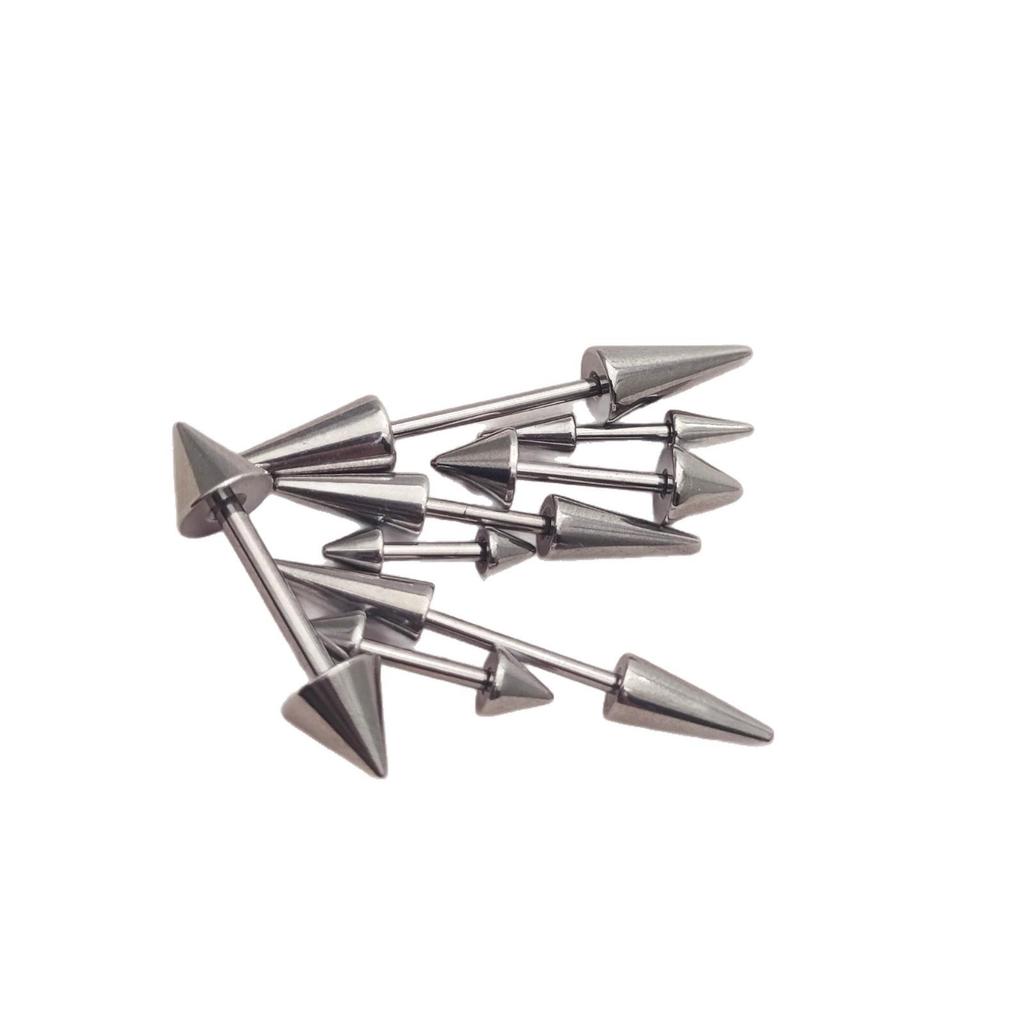 16G Stainless Steel Multi-Purpose Piercing: Ear, Tongue, Nipple - Sharp Cone Design