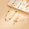 Y2k Star Pentagram Necklace Colorful Crystal Zircon Five-pointed Star Double-layer Cross Pendant Choker Women Girls Accessories