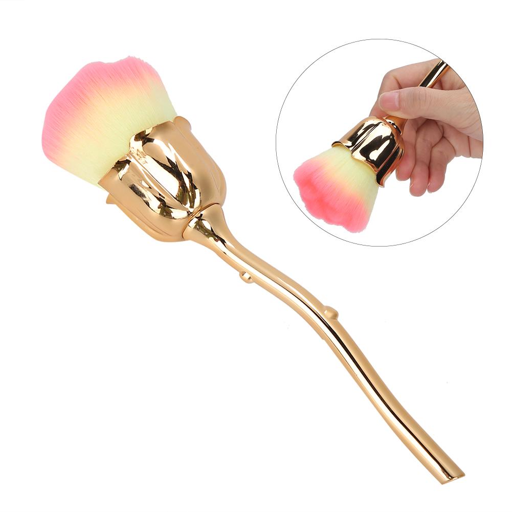 Rose Shaped Professional Nail Art Dust Removal Brush Portable Blusher Loose Powder Brush