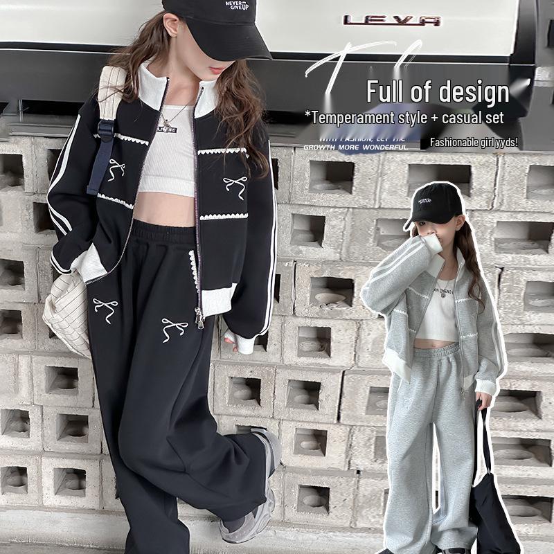 2025 Girls' Fashionable Spring & Autumn Tracksuit: Stylish Jacket for Big Kids