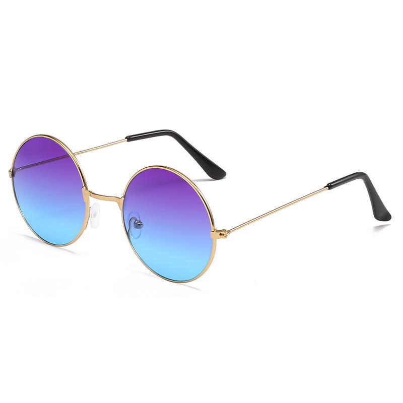 Retro Round Sunglasses with Ocean Lenses - Trendy Colorful Round Frame