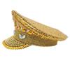 Diamond-Encrusted Bridal Big Cap Flat Top Sequin Cap Gold Diamond Top Hat Female Handmade