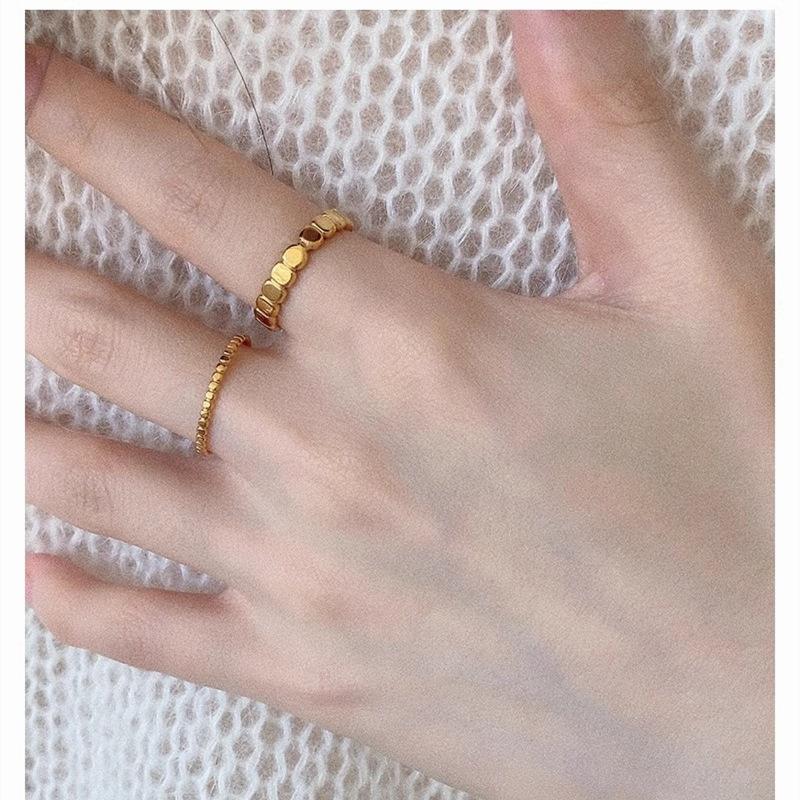 2024 New Plated Stainless Steel Women Rings Simple Round Texture Waterproof Finger Stacking Gold Color Ring Wedding Jewelry