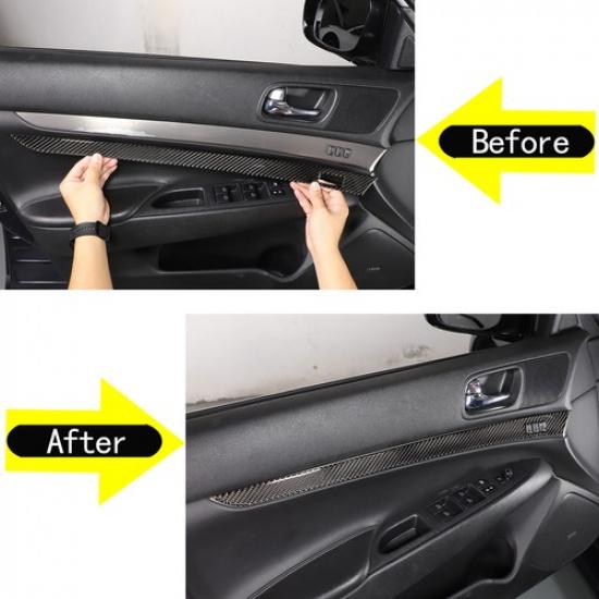 Carbon Fiber Interior Front Door Panel Cover Trim Sticker For Infiniti G37 Sedan