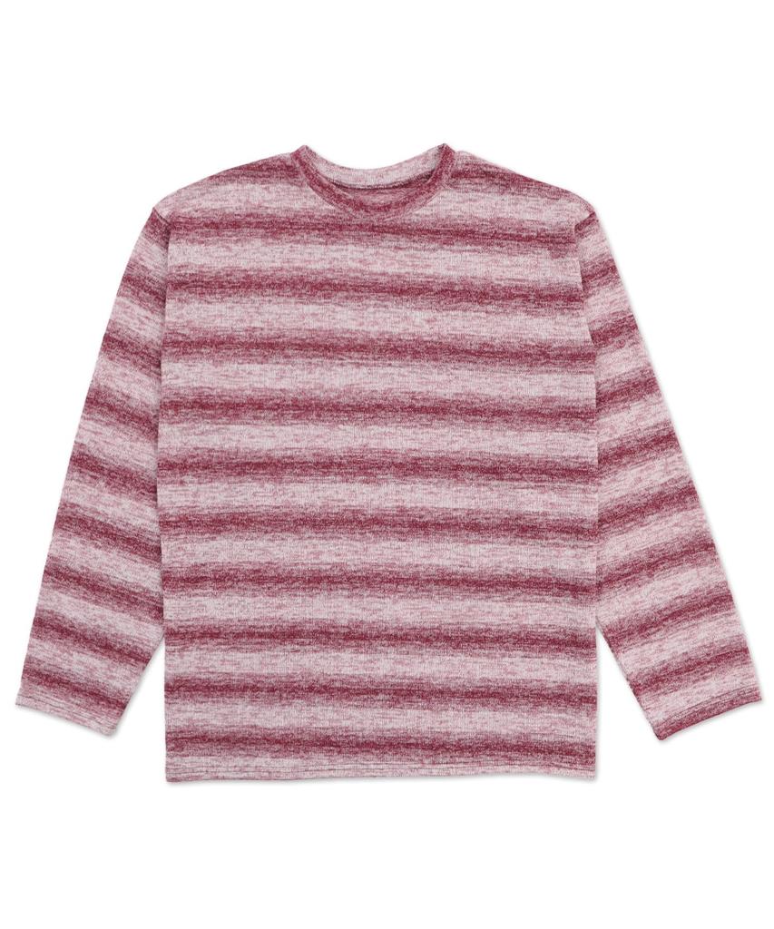 WEGO Figments Ombre Striped Knit Long Sleeve Big Spring Korean Oversized Size Red Top, Sweater, Size, Outfit, Streetwear, Style, Silhouette, Gift,
