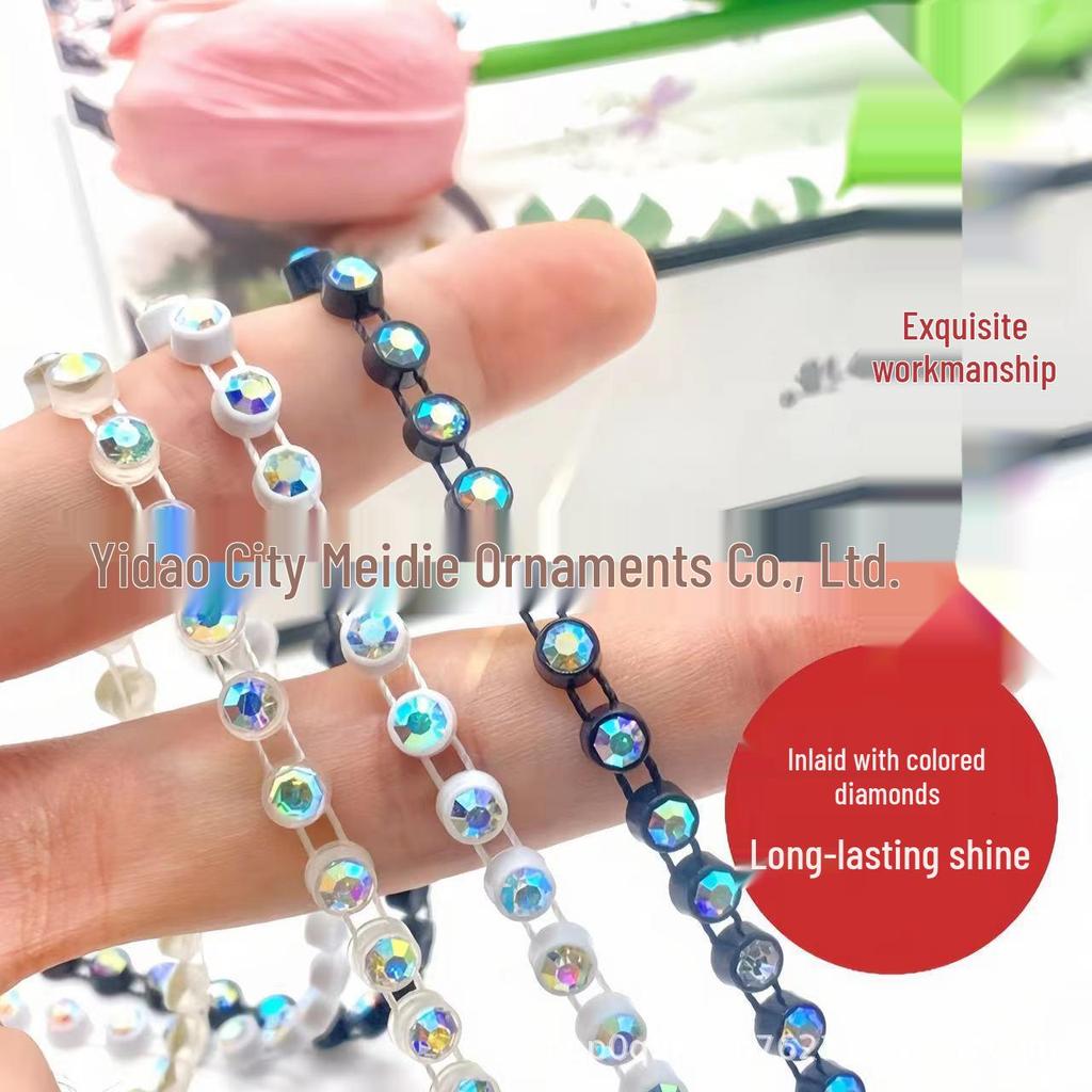 2.5-6.5mm Rhinestone Hand-Sewn Threads for Ethnic Clothing Decoration, DIY Lace Trimmings, Rhinestone-Embellished Chain