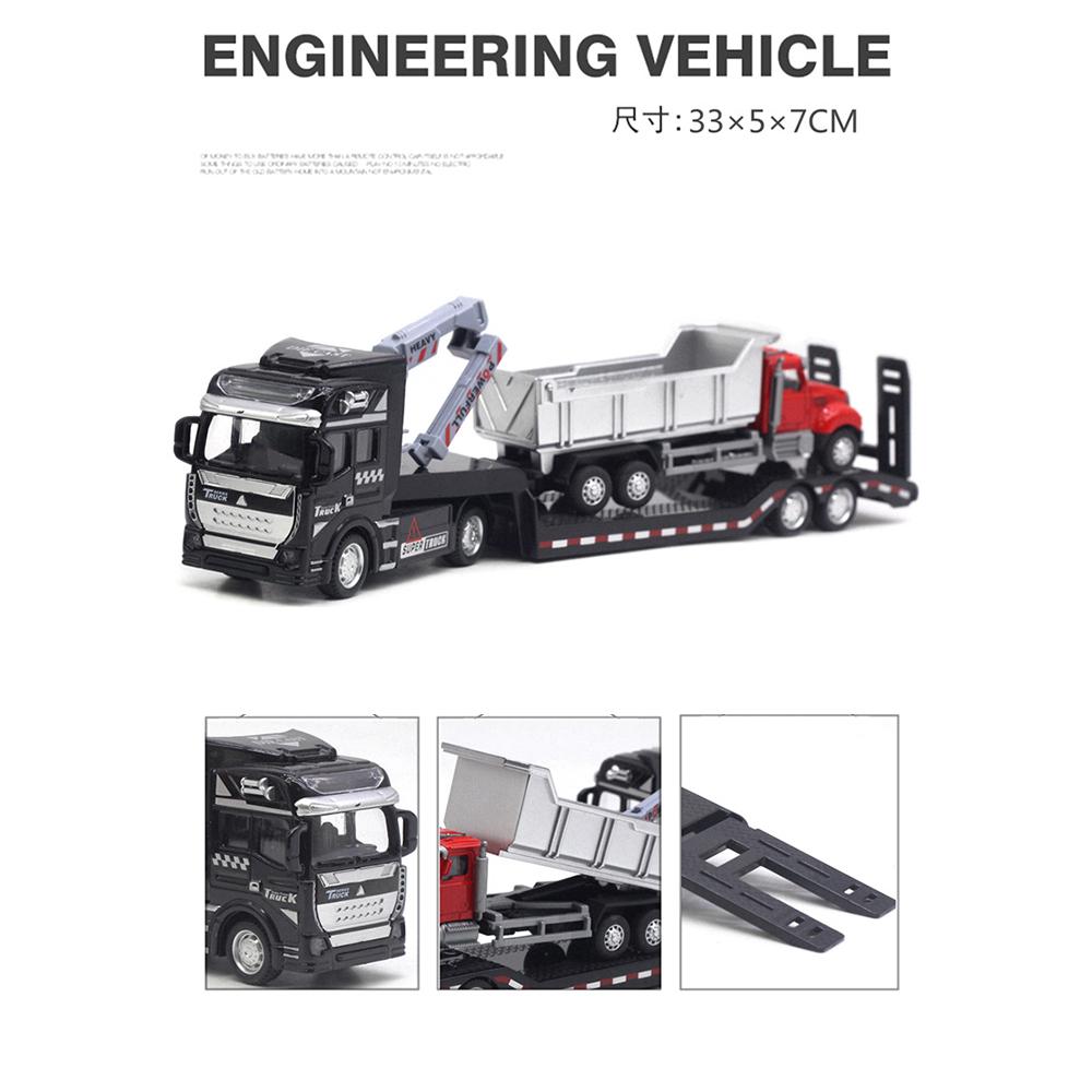 1/50 Skala Støpt Metall Leketøysbiler Semi-hengerbil Leveres med Mini Betongblander Henger, Legeringsleketøyskjøretøy Lekesett for Barn Julebursdagsgave