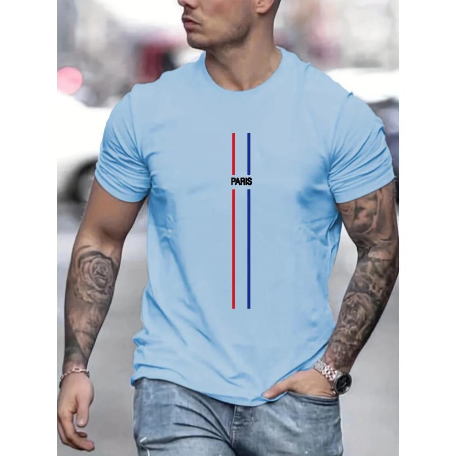 

хлопок Мужская летняя футболка свободного кроя 100% хлопок с принтом ПАРИЖ Топы Фитнес Спортивная одежда Эластичная Дышащая Рубашка оверсайз Мужская одежда XXL